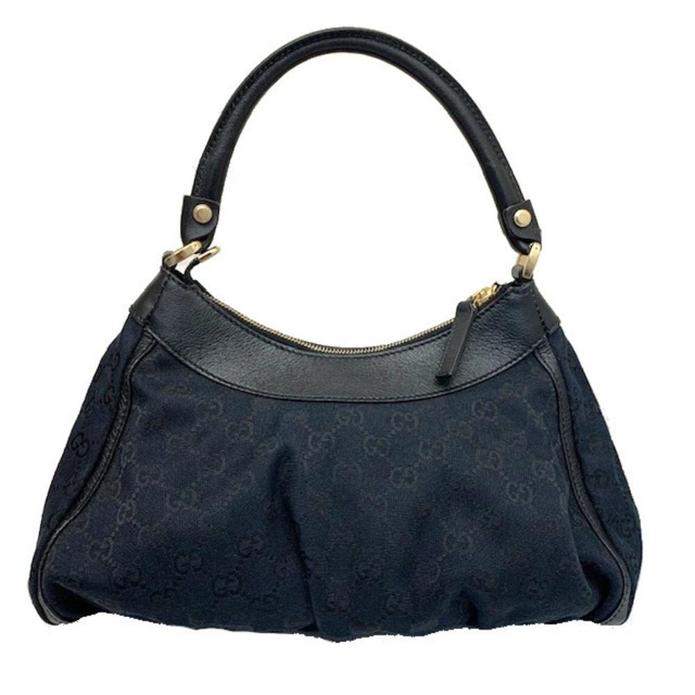 Gucci Abbey GG Supreme Canvas Leather Shoulder Bag Black